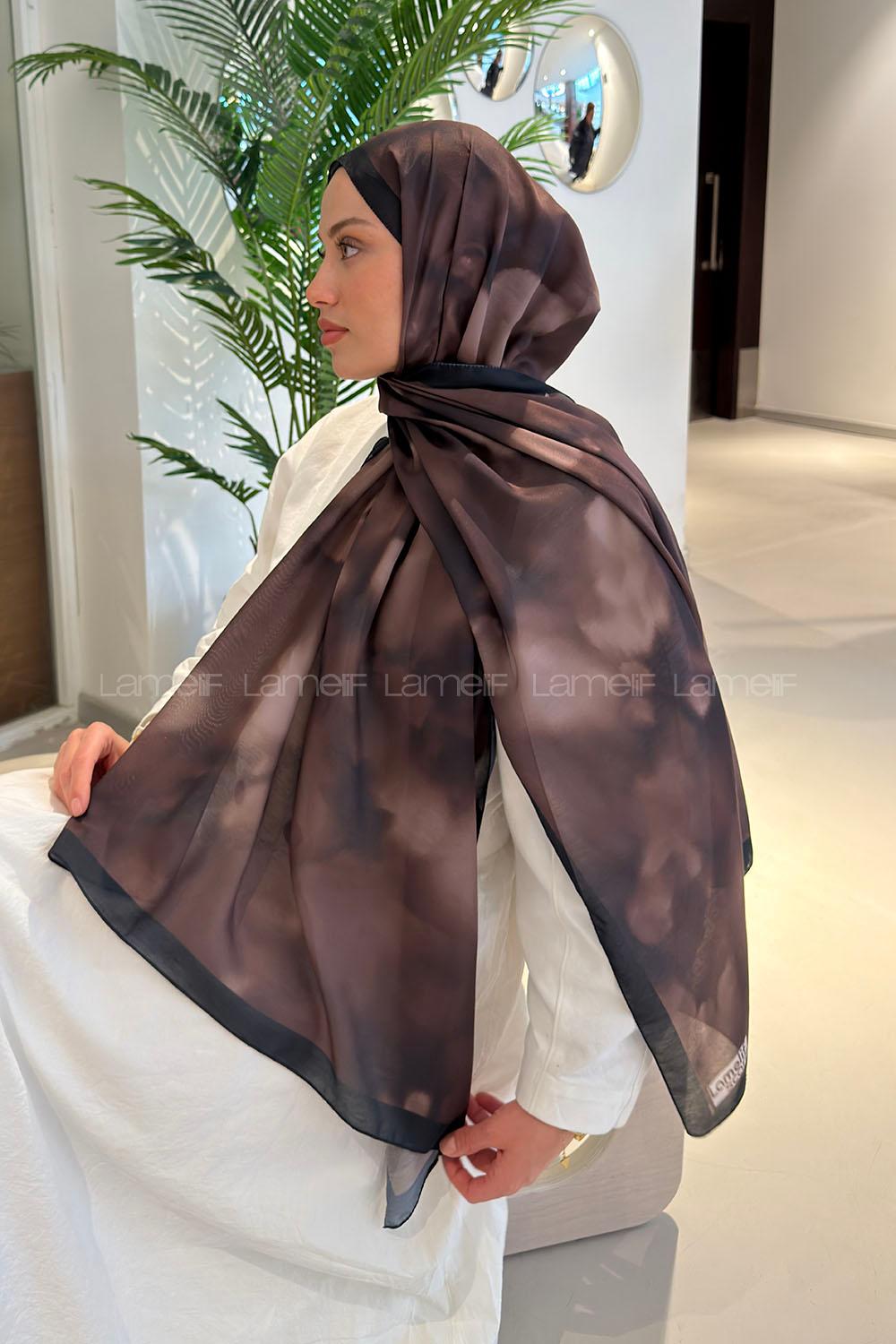 Lamelif Batik Desen Soft Şal Soft Kahve