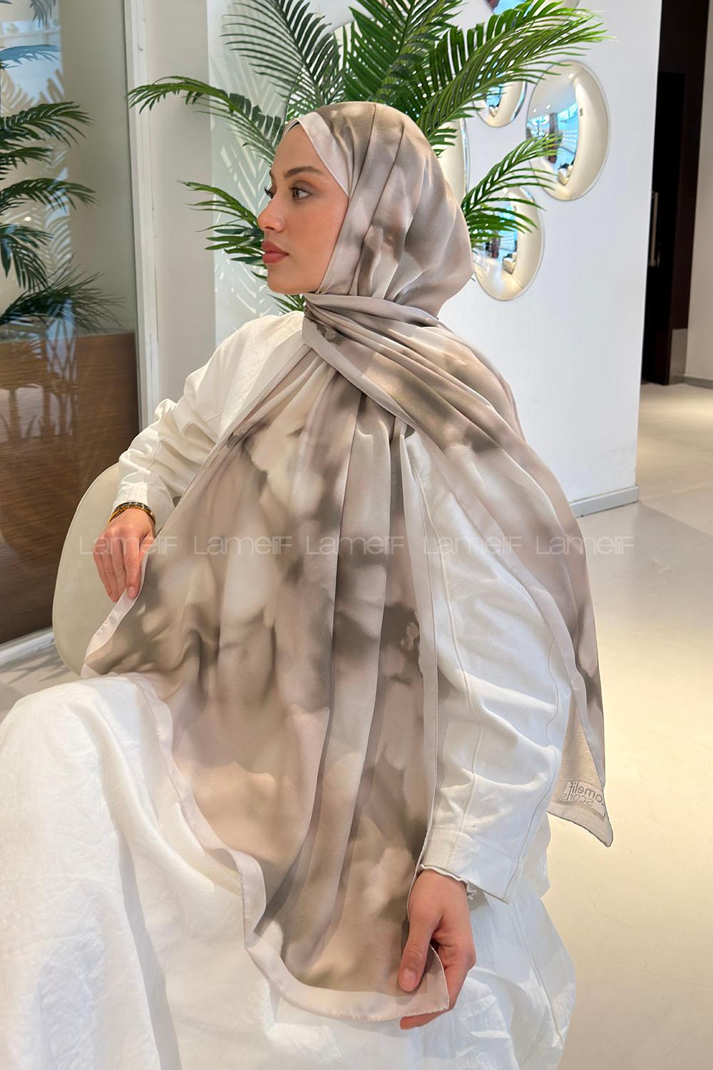 Lamelif Batik Desen Soft Şal Taş