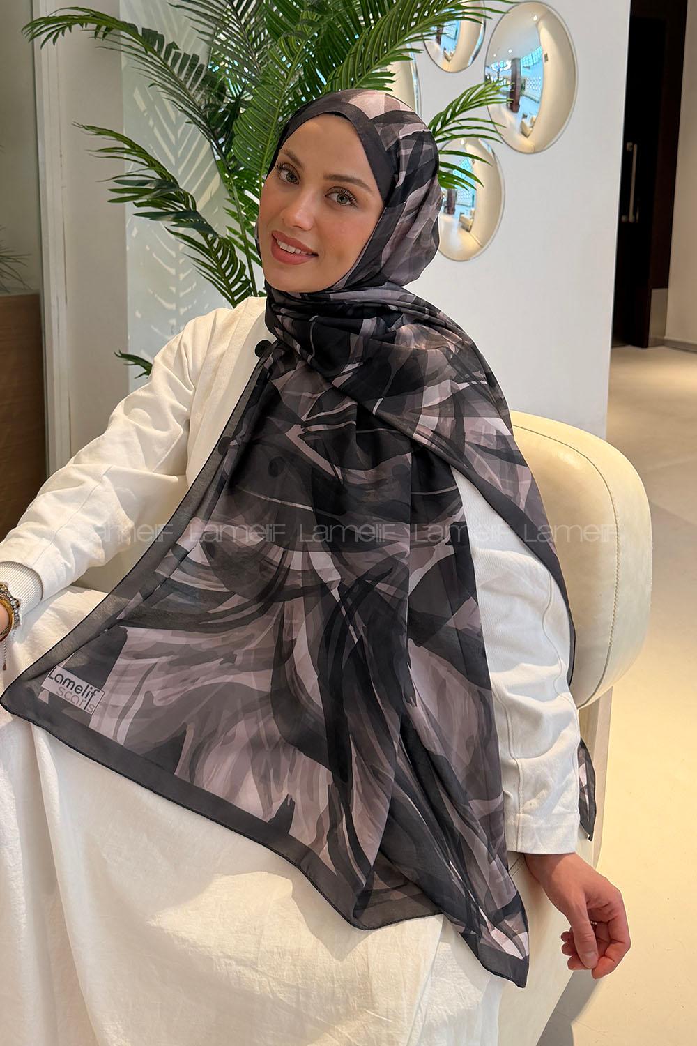 Lamelif Brush Desen Soft Şal Antrasit