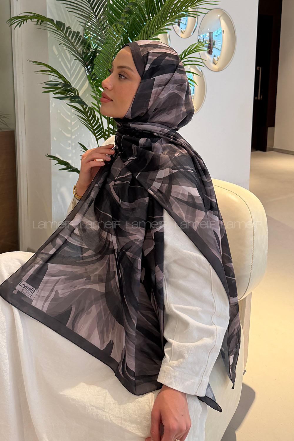 Lamelif Brush Desen Soft Şal Antrasit