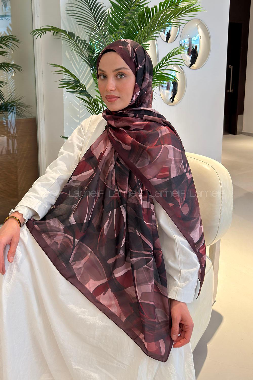 Lamelif Brush Desen Soft Şal Bordo