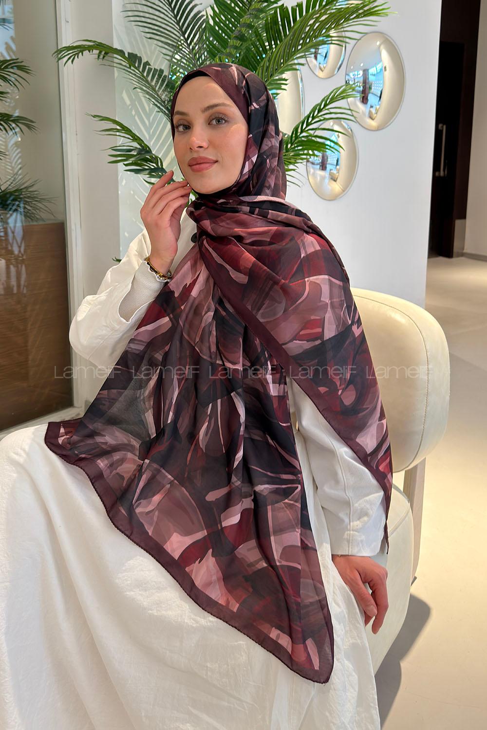 Lamelif Brush Desen Soft Şal Bordo