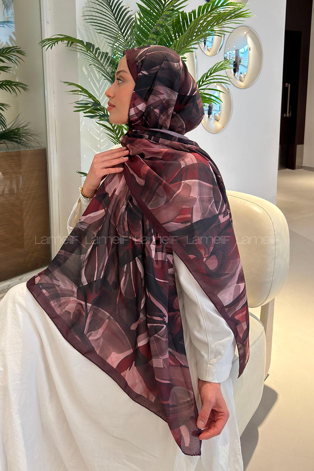 Lamelif Brush Desen Soft Şal Bordo