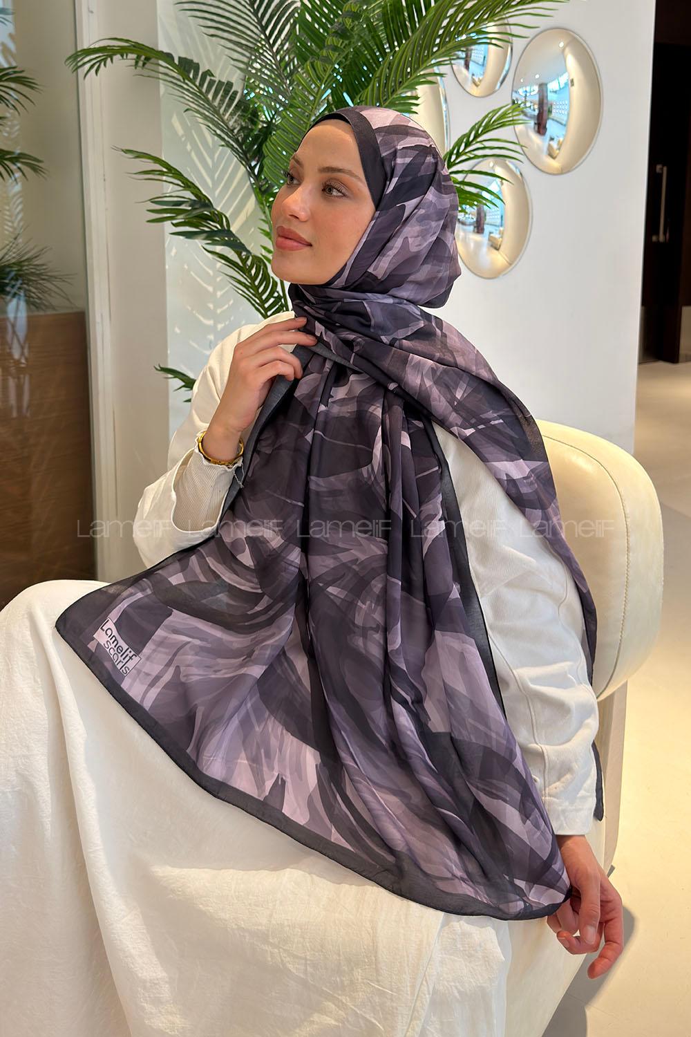 Lamelif Brush Desen Soft Şal Eflatun