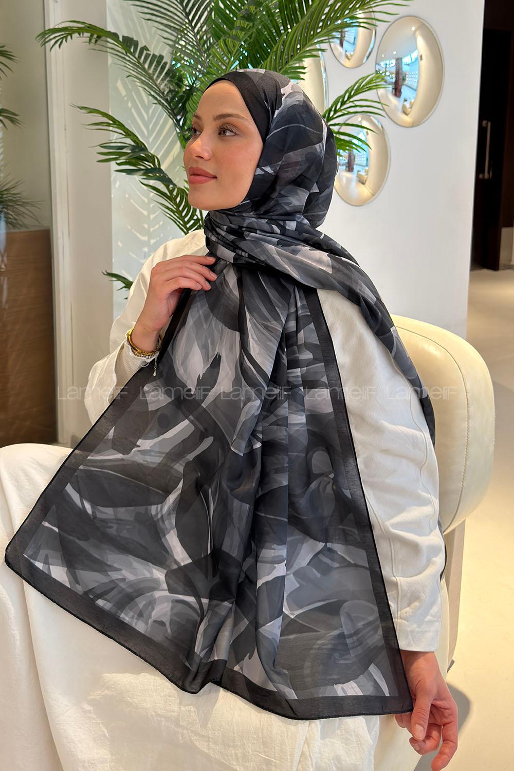 Lamelif Brush Desen Soft Şal Siyah