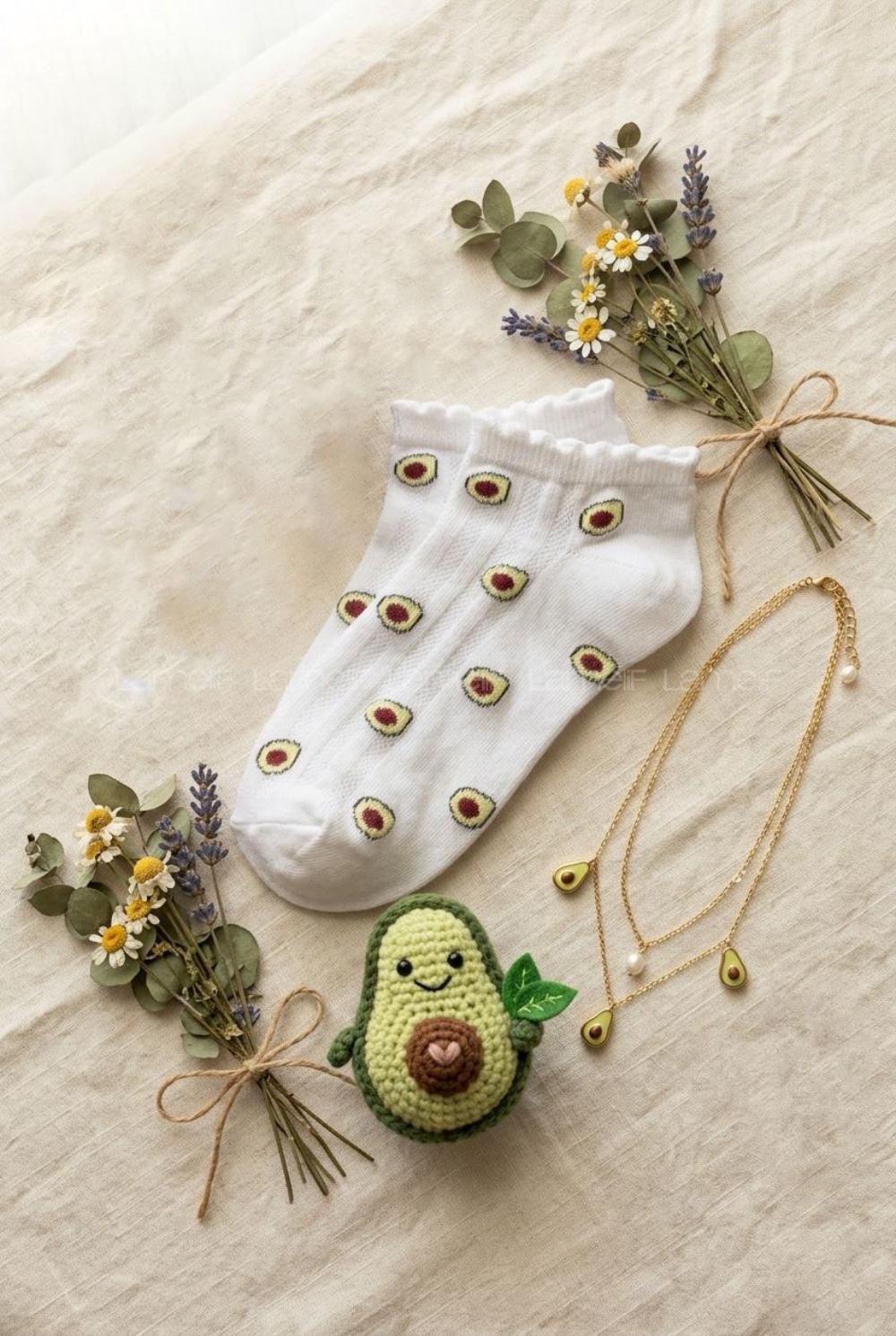 Lamelif Yıkamalı Penye Avokado Çorap