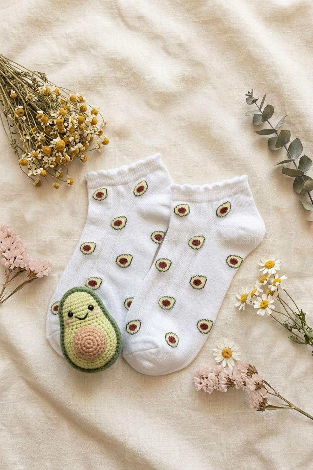 Lamelif Yıkamalı Penye Avokado Çorap