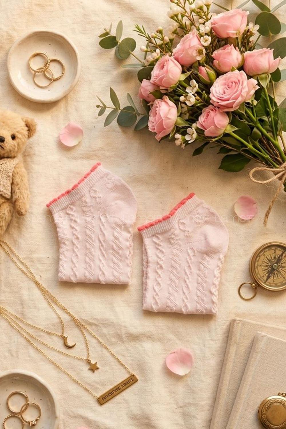 Lamelif Yıkamalı Penye Desenli Çorap