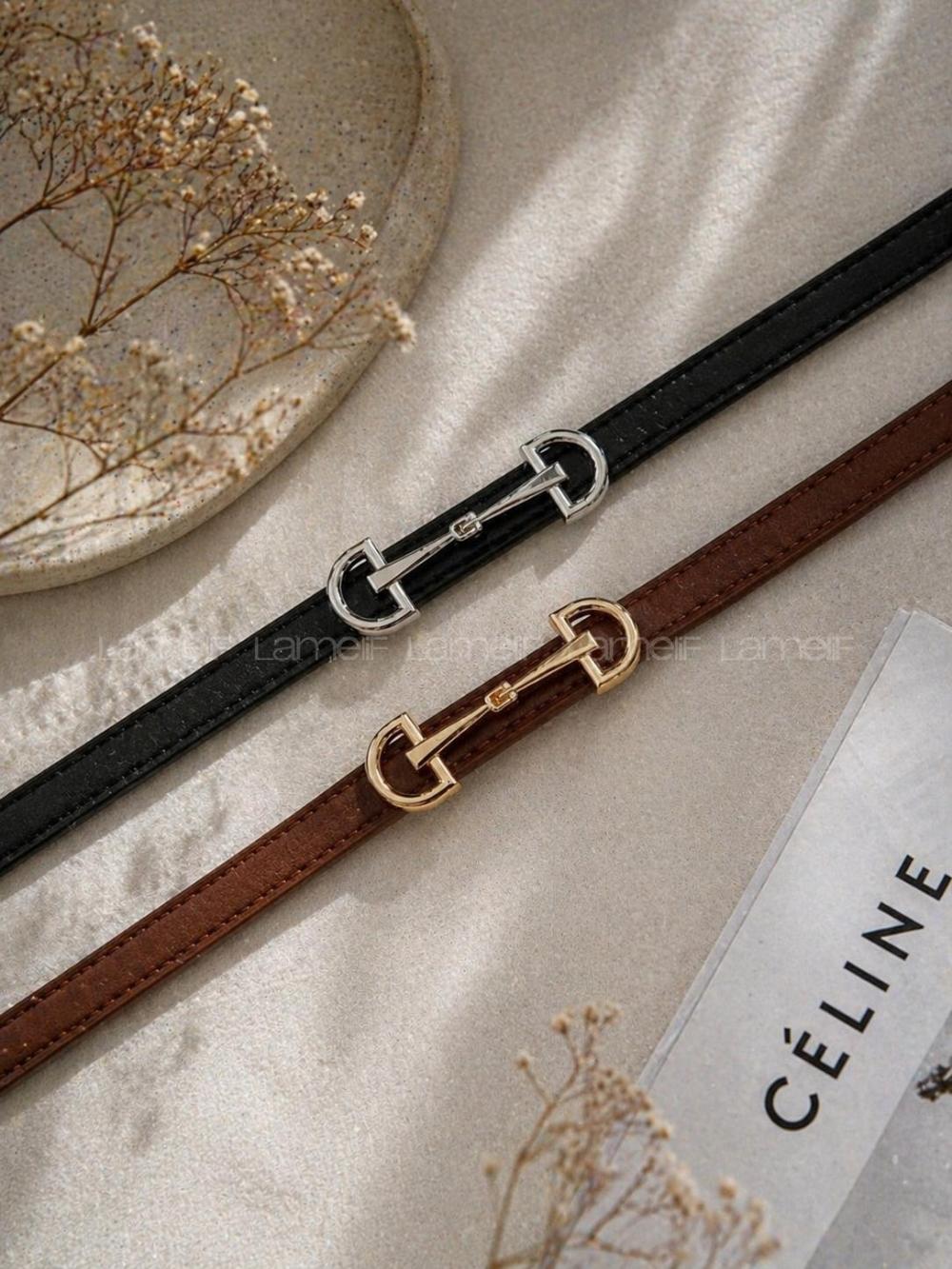 Lamelif 2 li Kadın Massimo Uzun Tokalı İnce Ceket Gömlek Elbise Kemeri