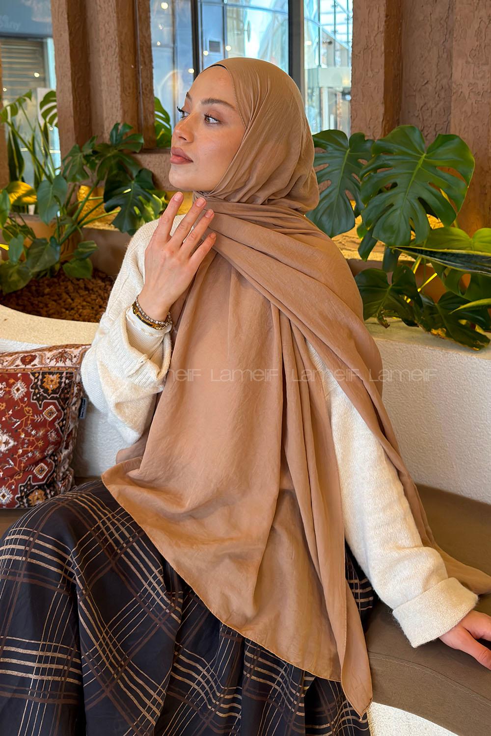 Lamelif Comfort Pamuk Şal Karamel