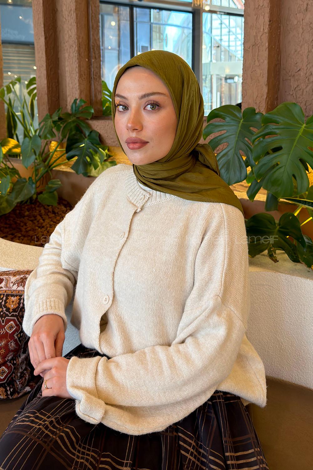 Lamelif Bambu Eşarp Asker Yeşili