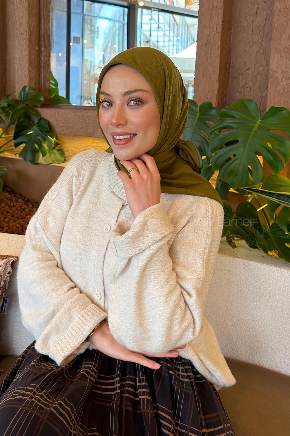 Lamelif Bambu Eşarp Asker Yeşili