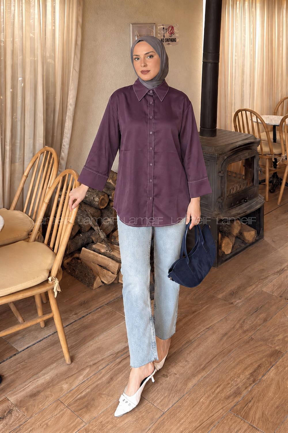 Plum Shirt Collar Long Arm Cupra Shirt