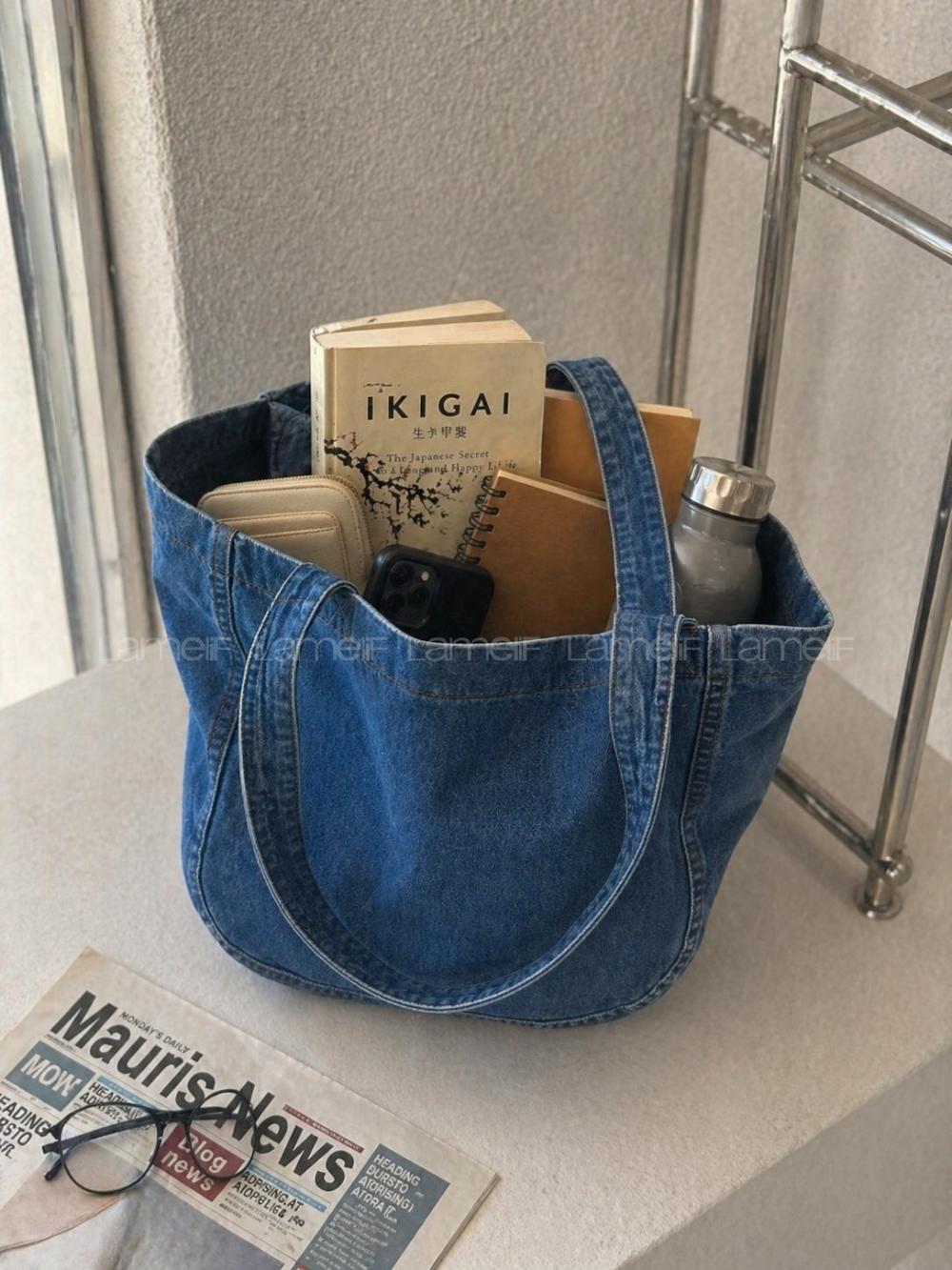 Lamelif Kadın Dükortta Denim Günlük Spor Plaj Okul Çanta [KOT Totebag]