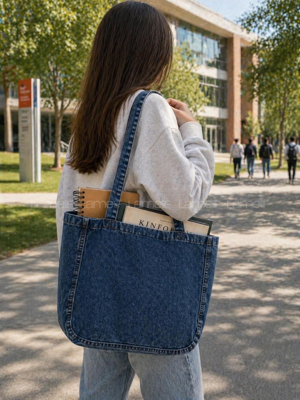 Lamelif Kadın Dükortta Denim Kar Yıkama Günlük Spor Plaj Okul Çanta [KOT Totebag]