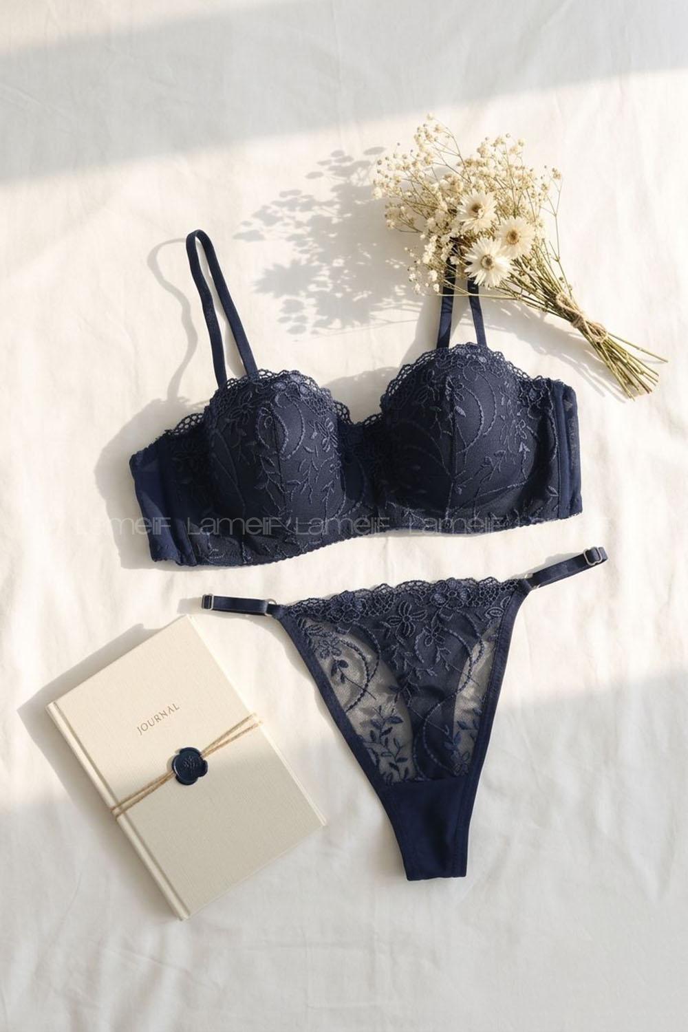 Lamelif Desteksiz Brode Nakışlı Lotus Takım