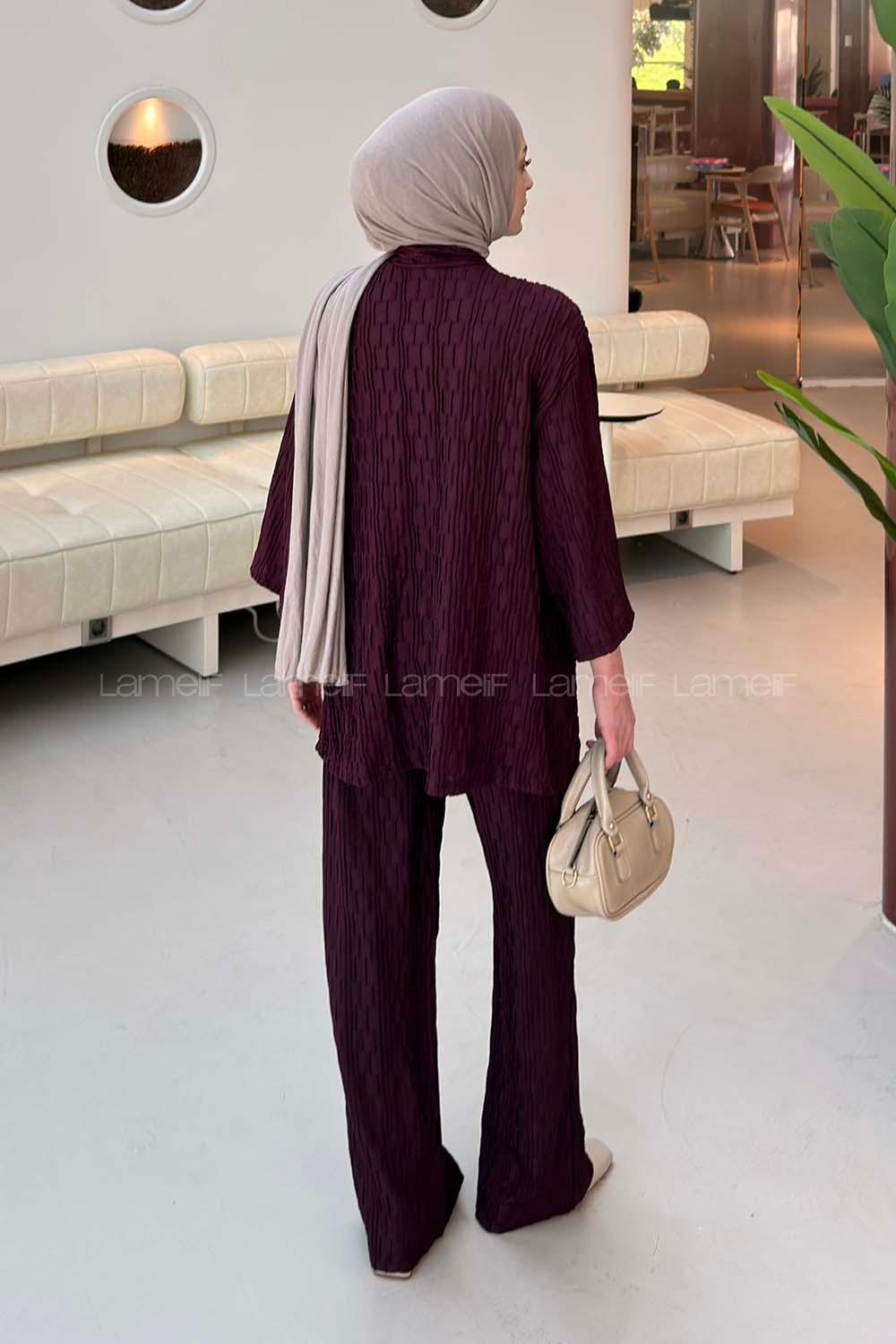 Lamelif Raşel Kimono Takım Mürdüm