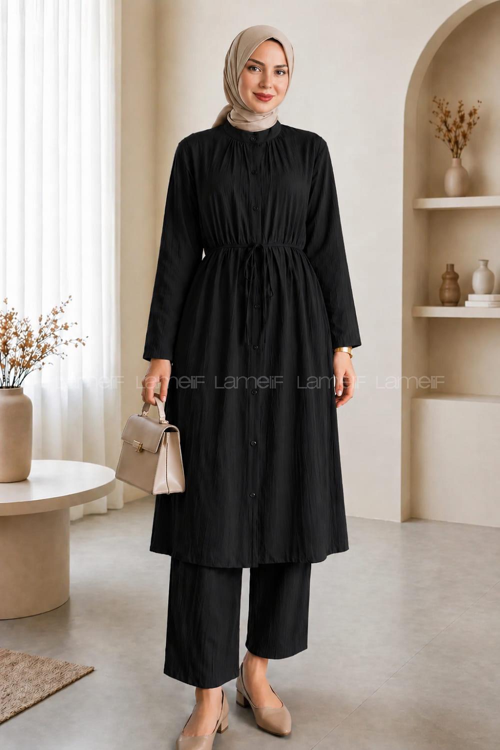 Black Neckband Long Arm Cupra Regular Trousers Comfortable Suit