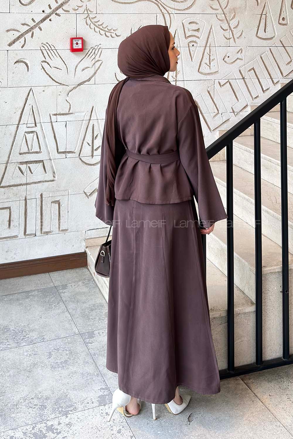 Lamelif Ceketli Jile Takım Acı Kahve
