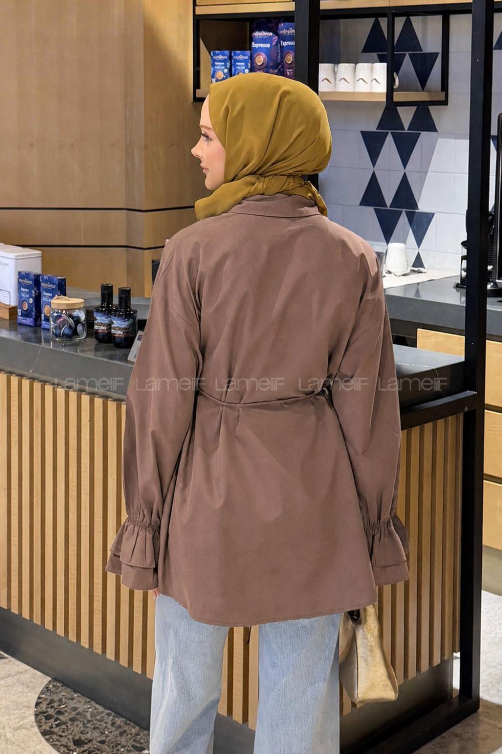Soft Brown Shirt Collar Long Arm Cotton Shirt
