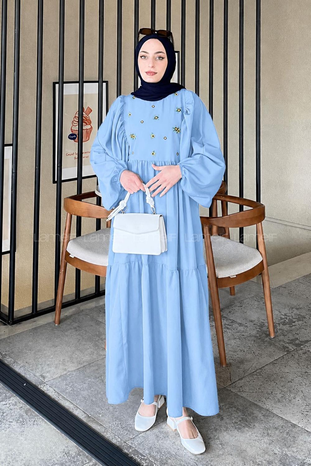 Lamelif Elica Tesettür Elbise Bebe Mavisi