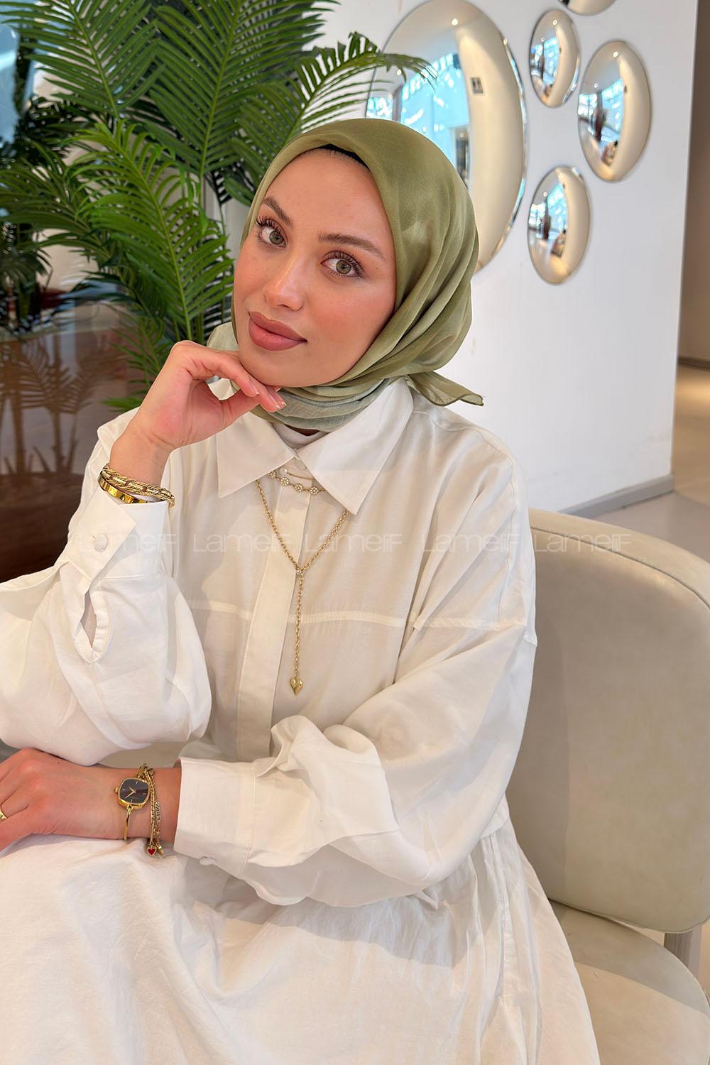 Lamelif Batik Desen Soft Eşarp Mint Yeşili