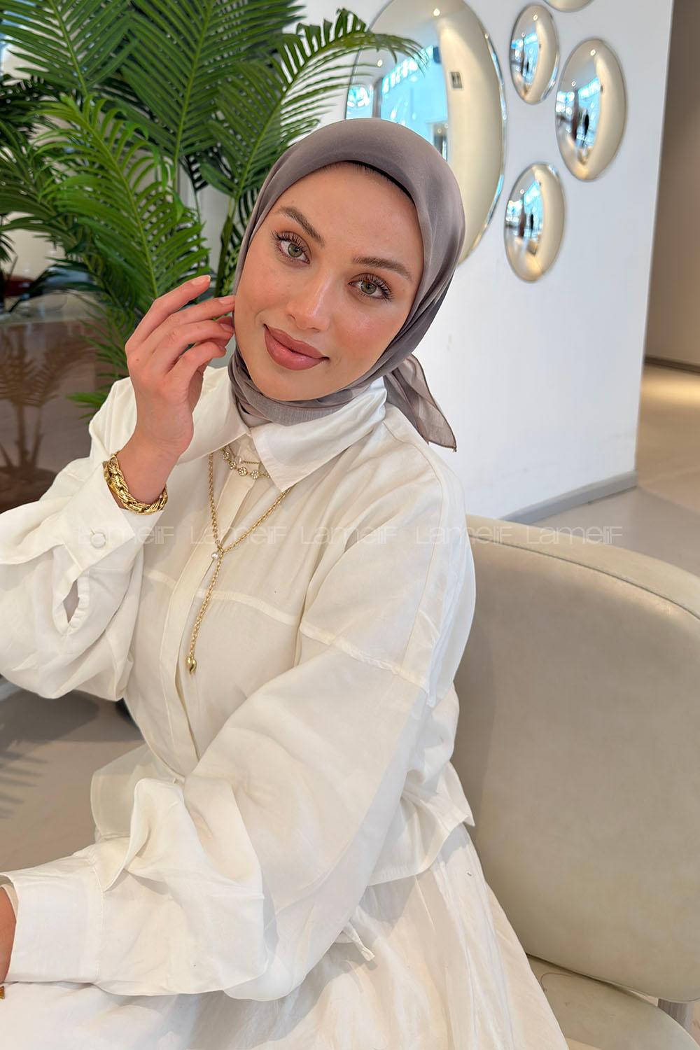 Lamelif Batik Desen Soft Eşarp Vizon