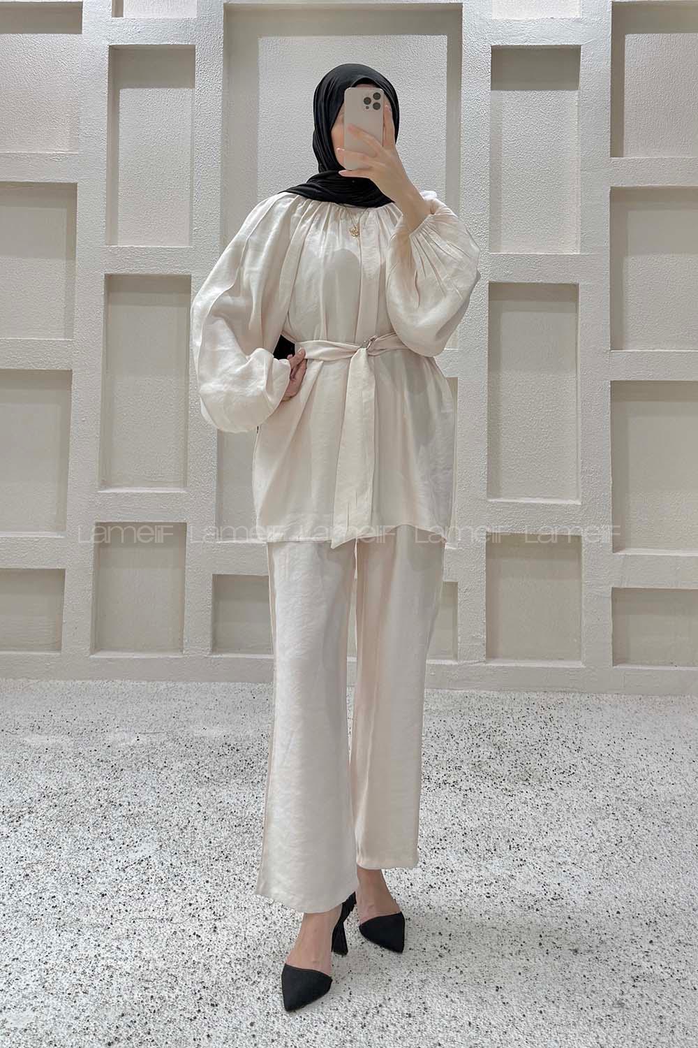 Stone Crew Neck Long Arm Modal Regular Trousers Comfortable Suit