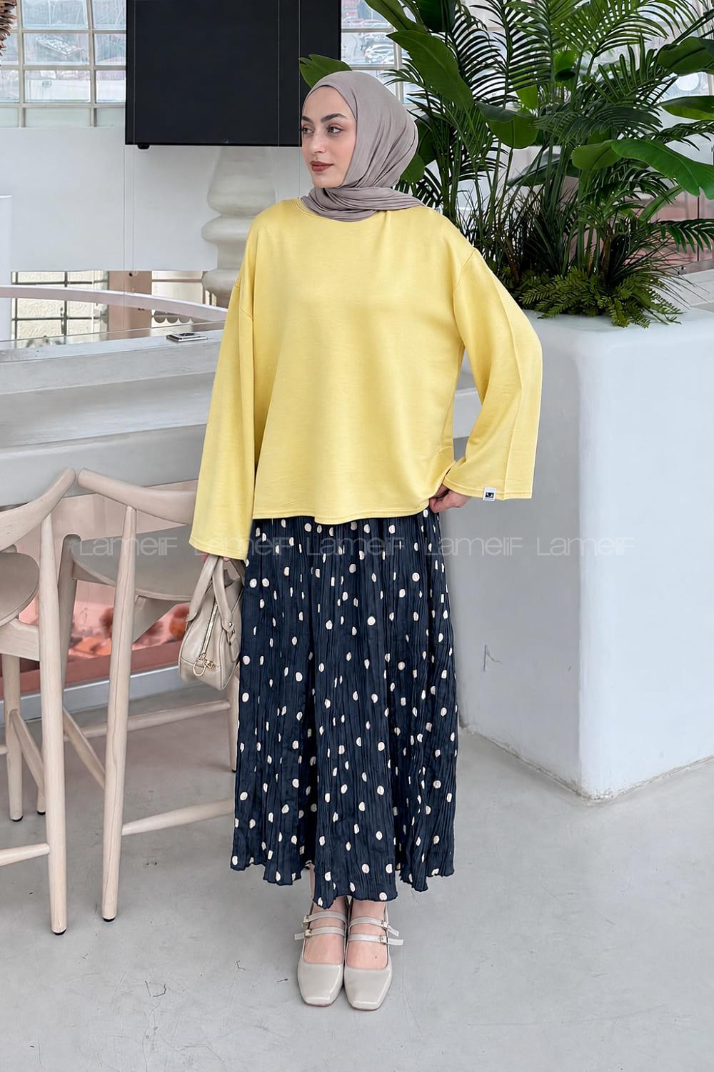 Yellow Crew Neck Long Arm Sweatshirt