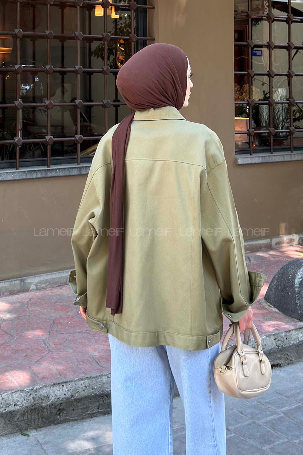 Khaki Shirt Collar Long Arm Gabardin Jacket