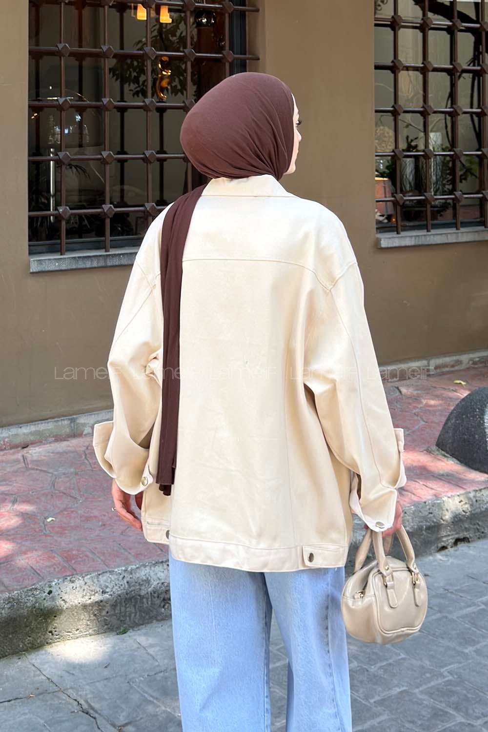 Stone Shirt Collar Long Arm Gabardin Jacket