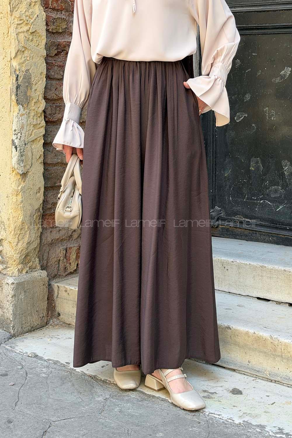 Lamelif Salaş Kesim Pantolon Acı Kahve