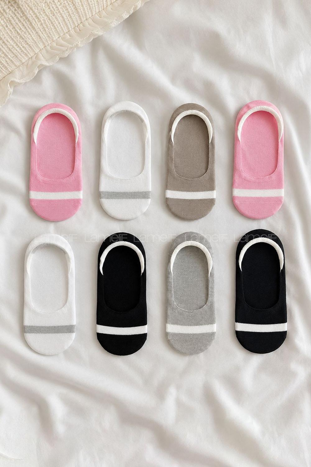 Lamelif 8li Silikonlu Penye Sneaker  Çorap