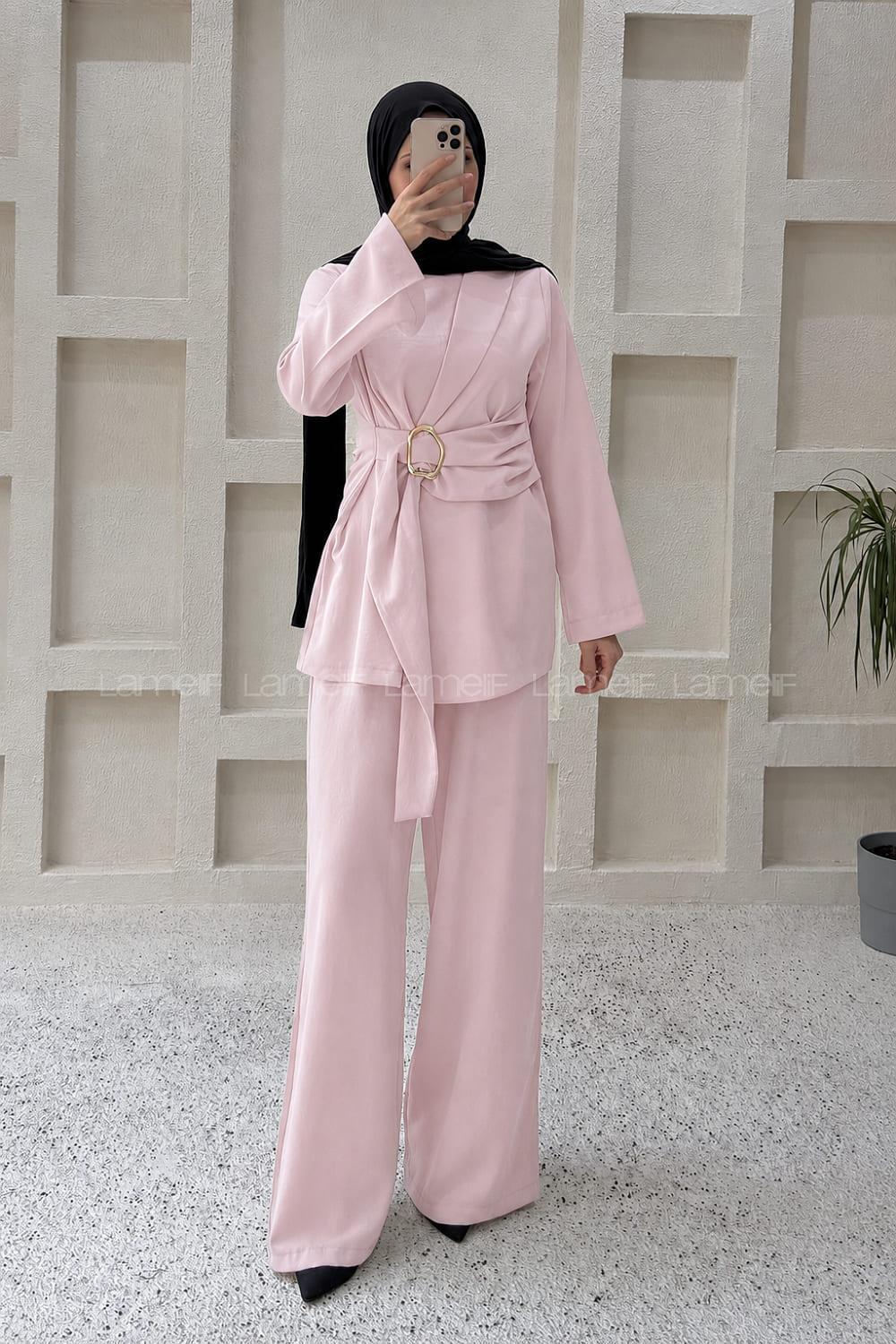 Lamelif Toka Detaylı Takım Pembe