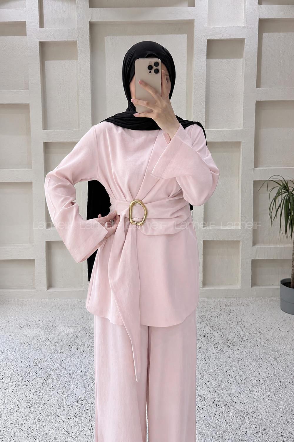 Lamelif Toka Detaylı Takım Pembe