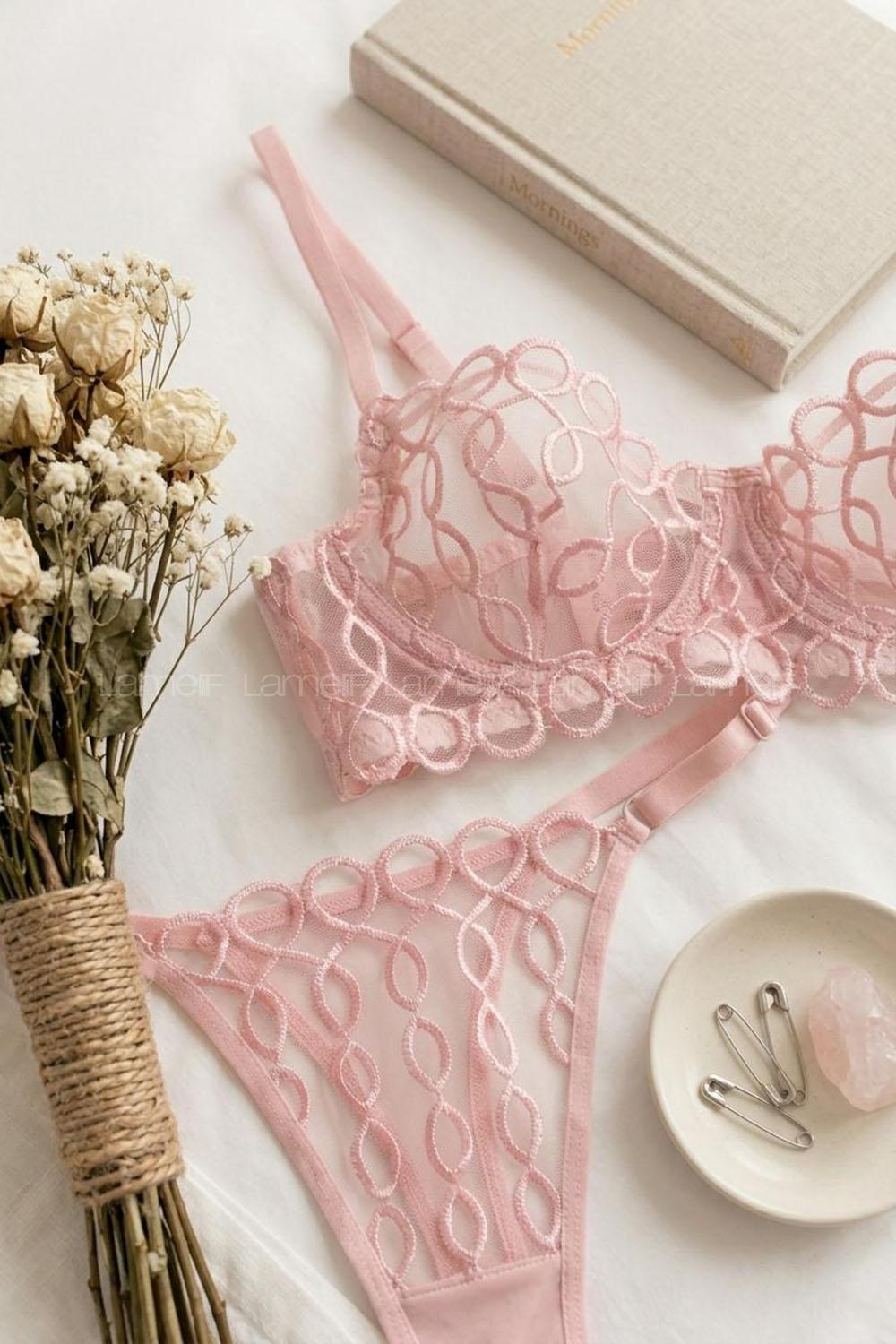 Pink Cotton Fabric Underwire Unsupport 