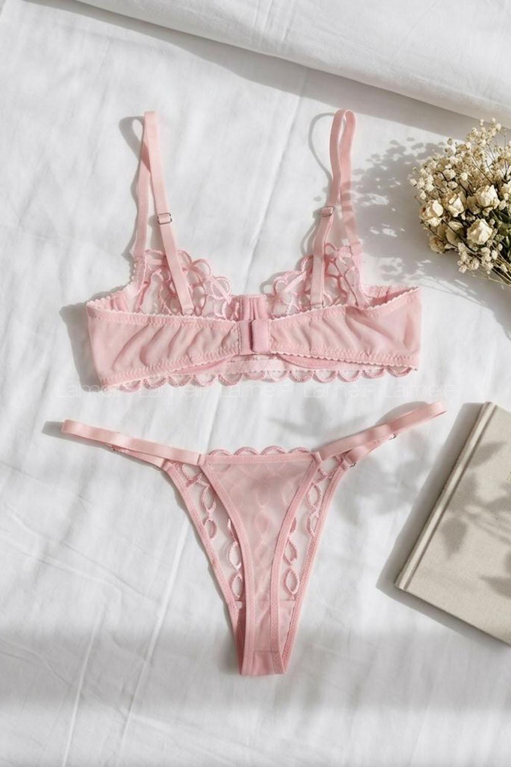 Pink Cotton Fabric Underwire Unsupport 