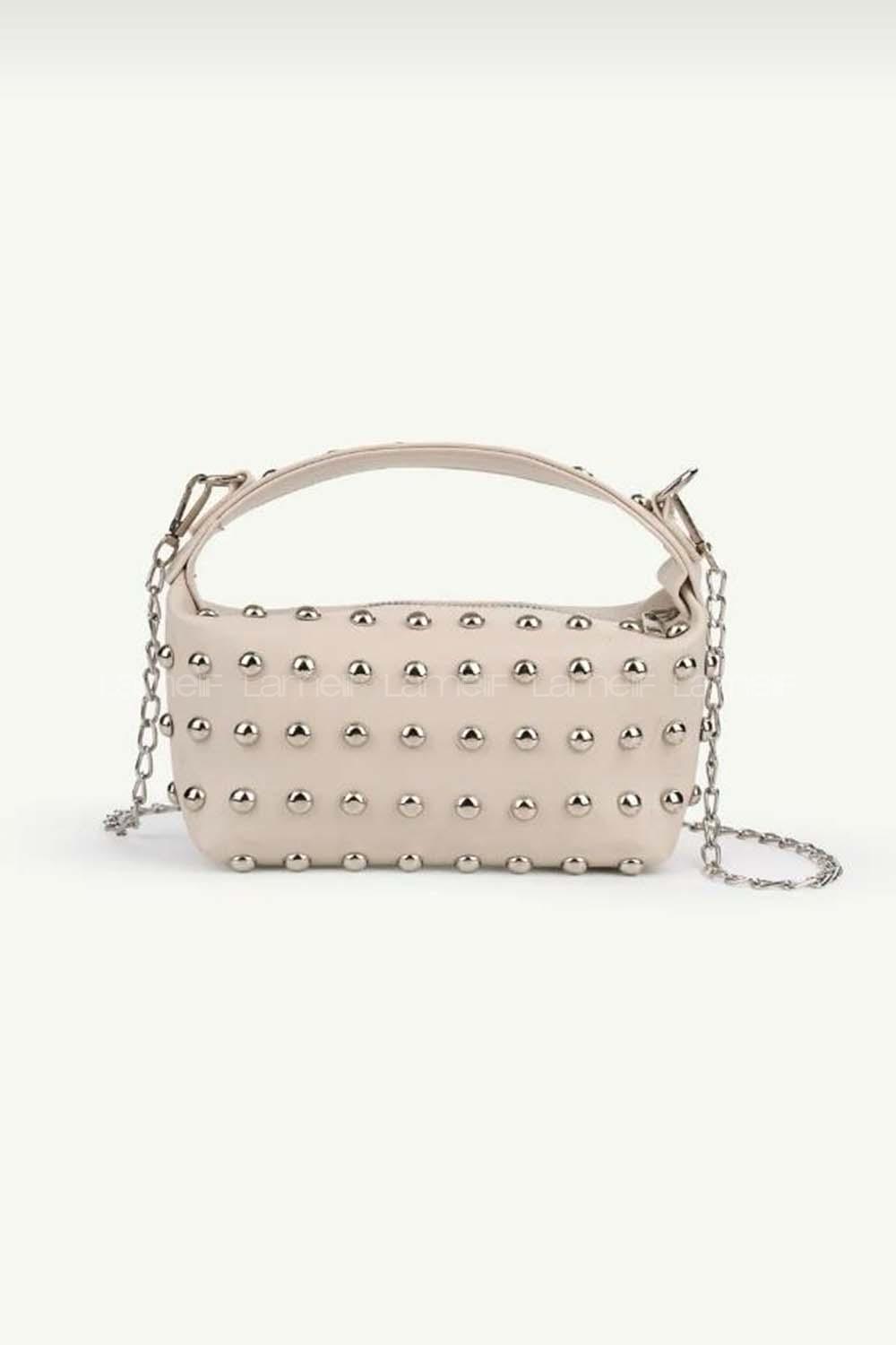 Cream Buckle Skin Hand Bag Bag