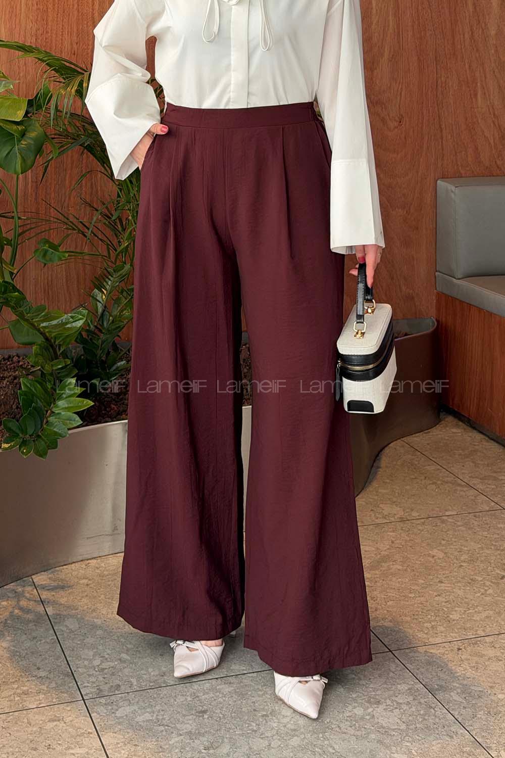 Plum Modal Elastic Waist Comfortable Pants