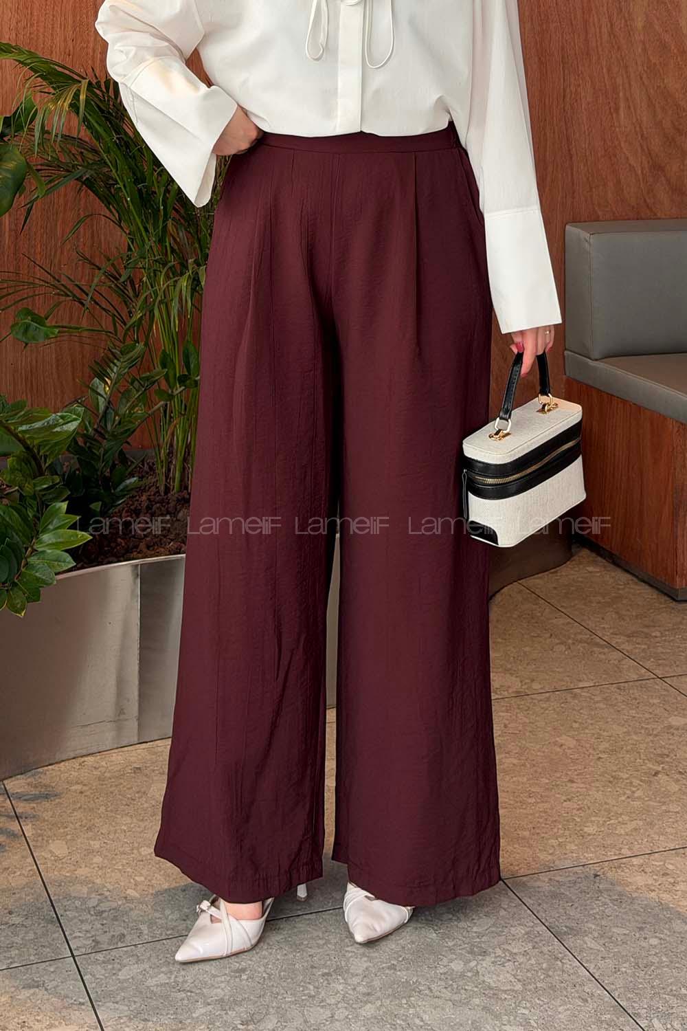 Plum Modal Elastic Waist Comfortable Pants