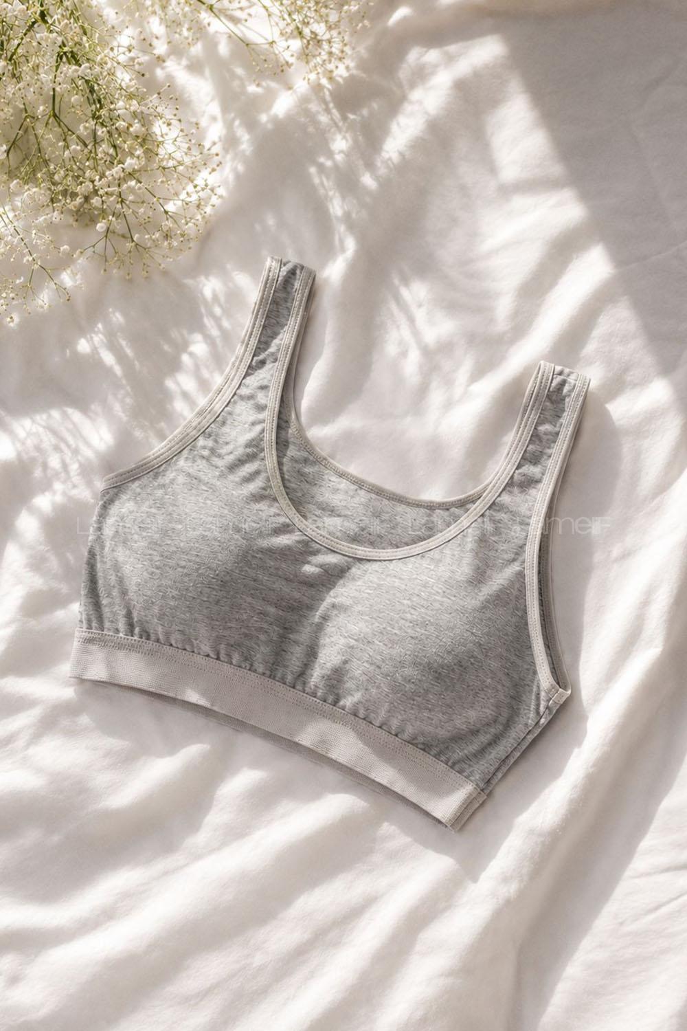 Grey-1 Cotton Without Underwire Unsupport Bralet