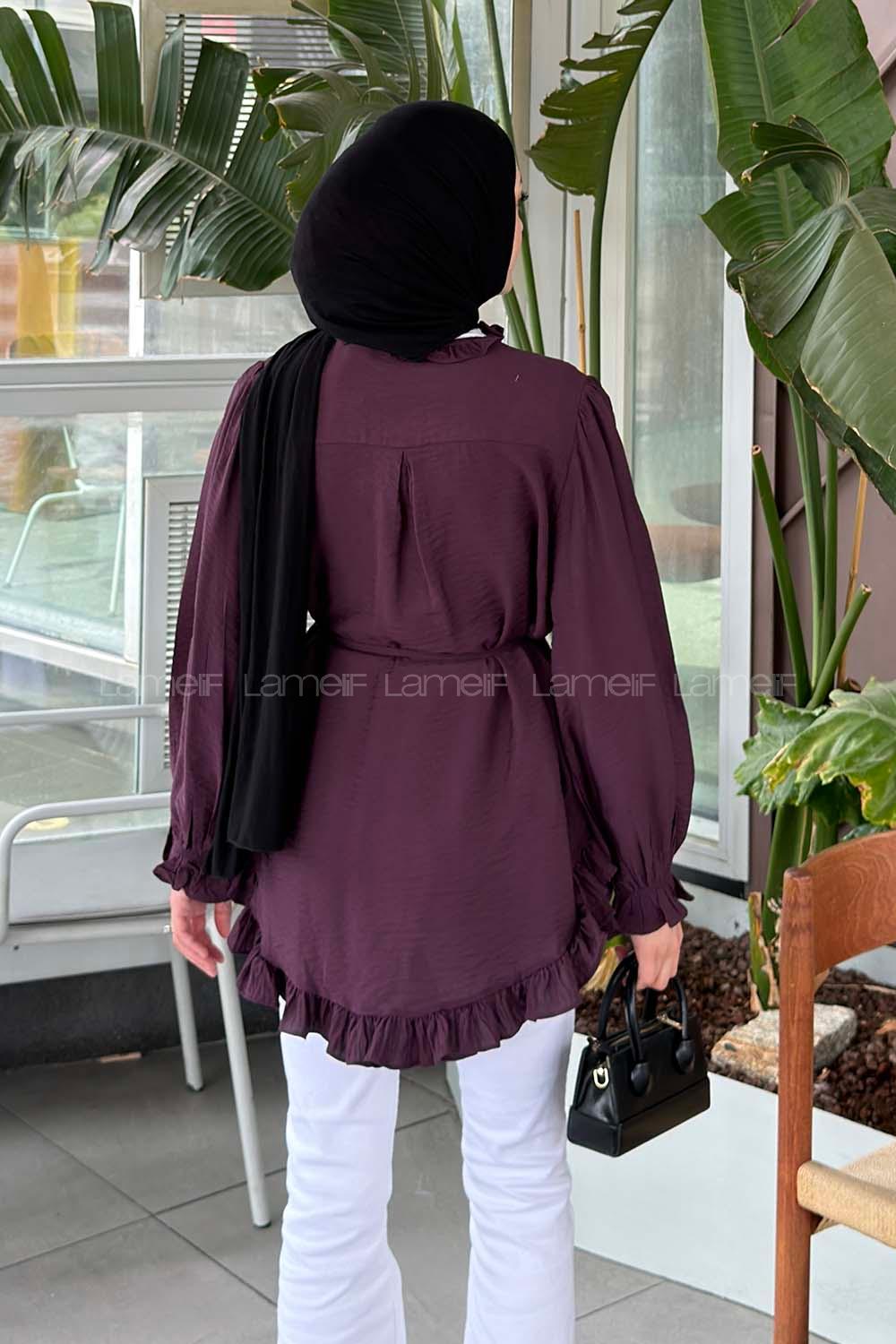 Plum Crew Neck Long Arm Ayrobin Unprinted Shirt