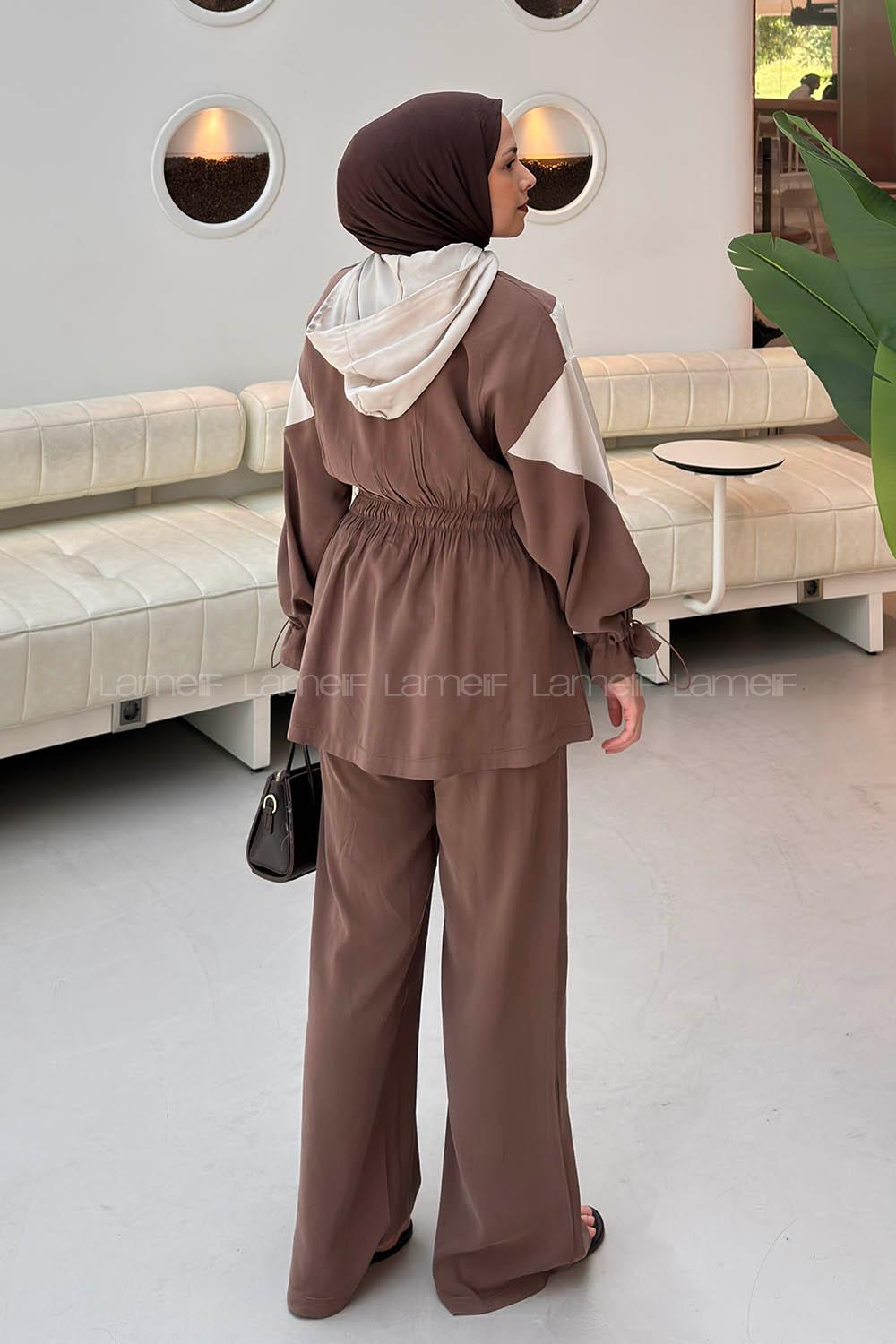 Brown V Neck Long Arm Ayrobin Regular Trousers Comfortable Suit