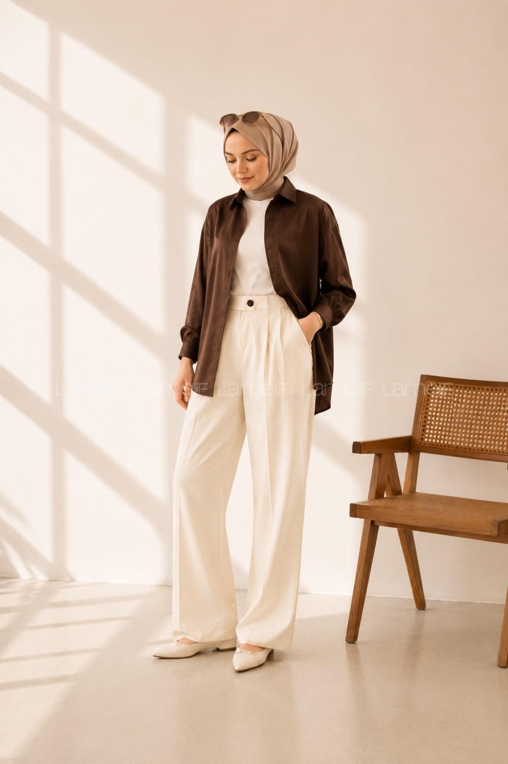 White Linen High Waist Comfortable Pants