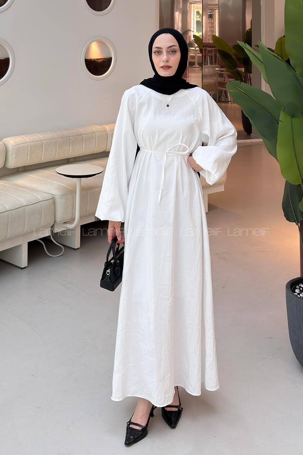 White Crew Neck Cotton Dresess