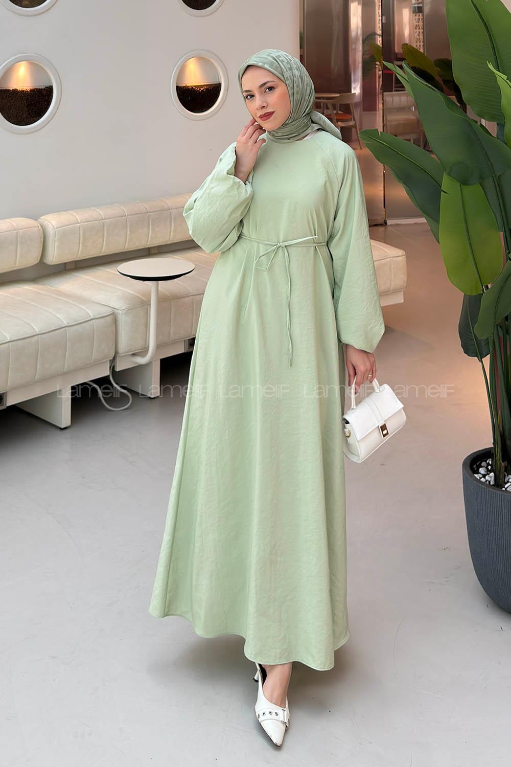 Mint Green Crew Neck Cotton Dresess