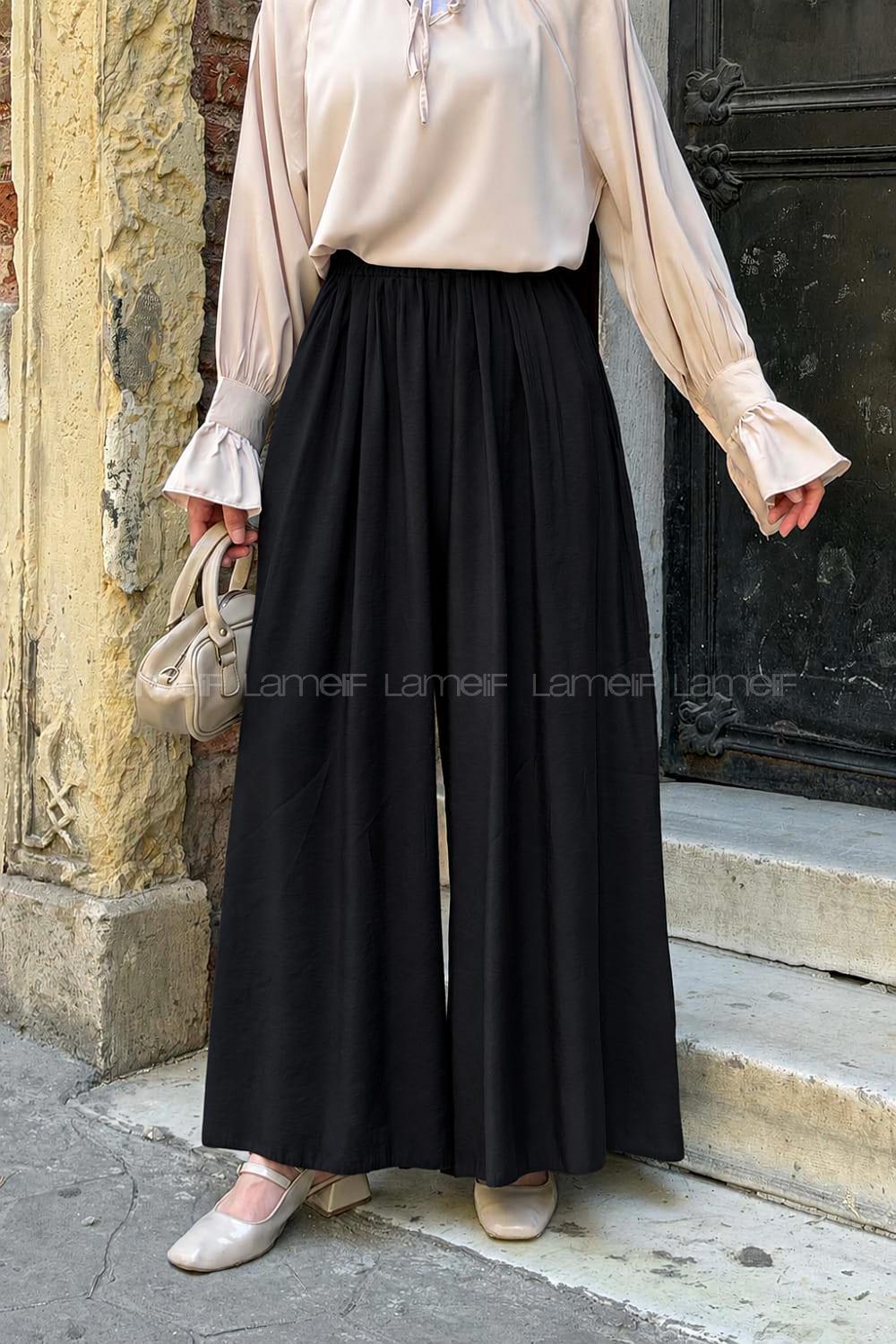 Lamelif Salaş Kesim Pantolon Siyah