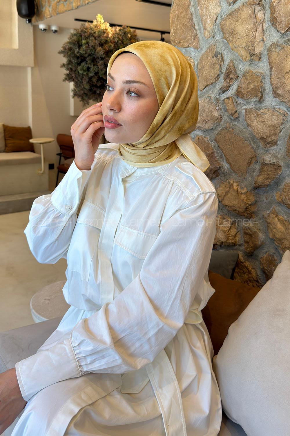 Lamelif Bulut Desen Soft Eşarp Sarı
