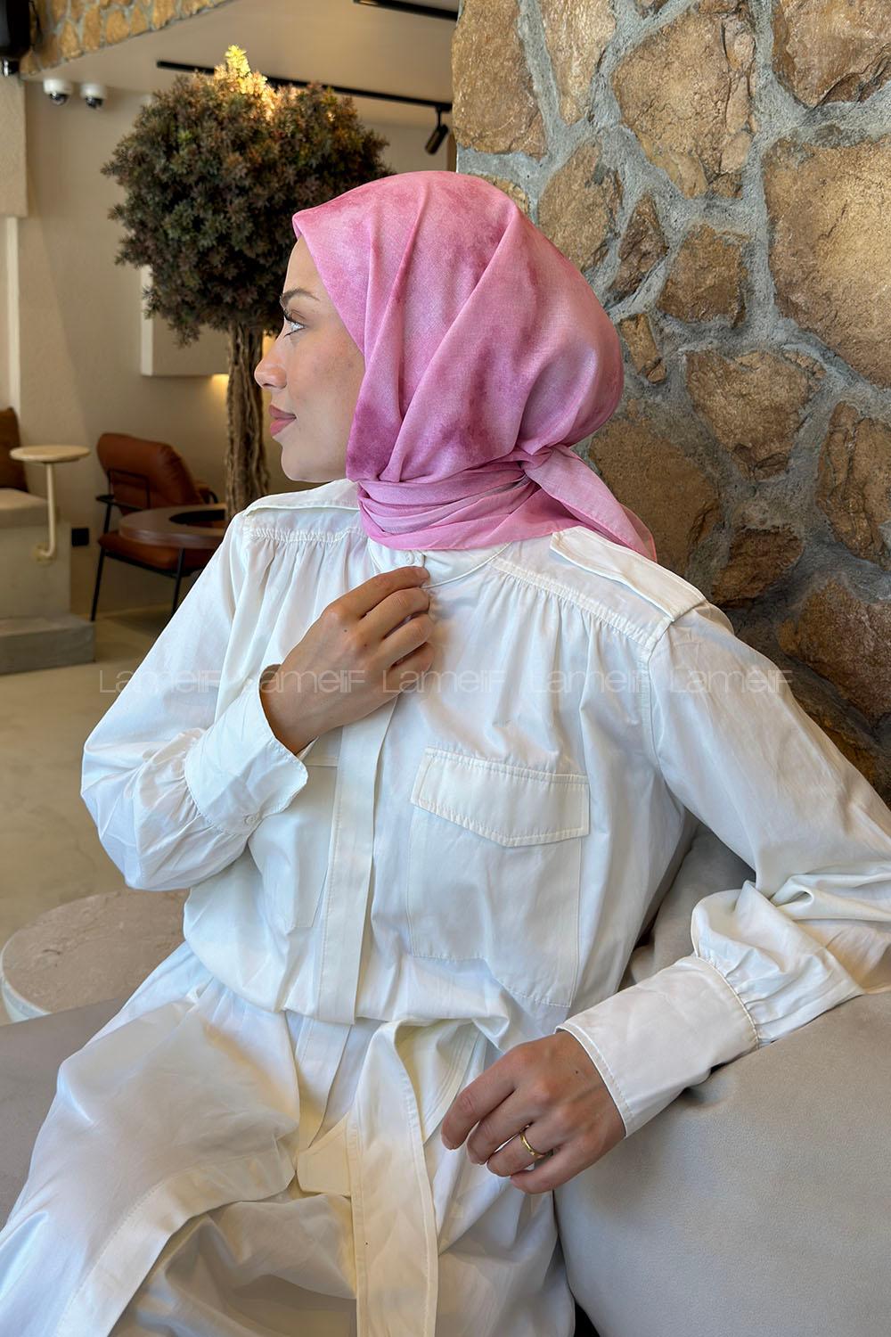 Lamelif Bulut Desen Soft Eşarp Şeker Pembe