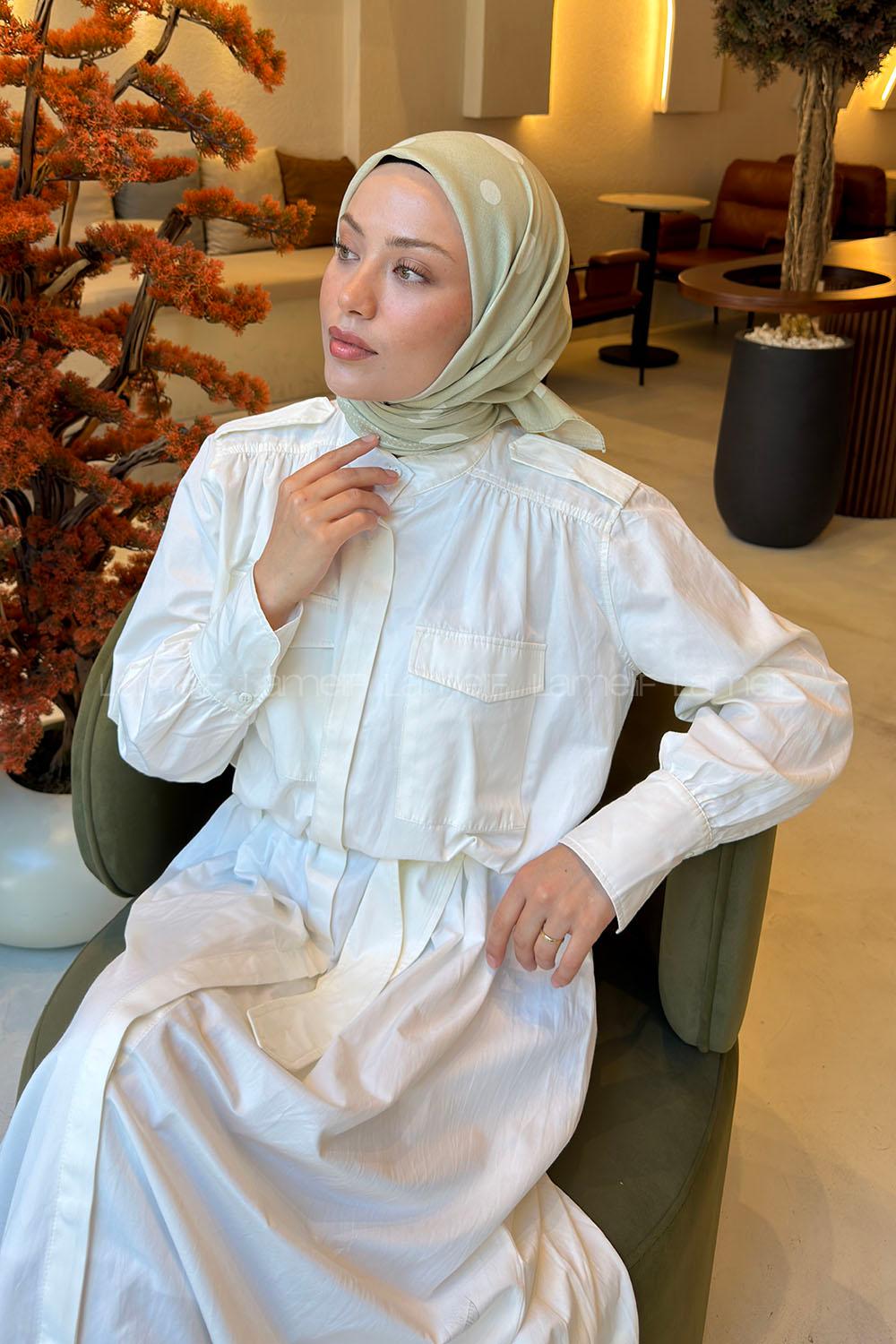 Lamelif Puantiye Desen Soft Eşarp Mint Yeşili